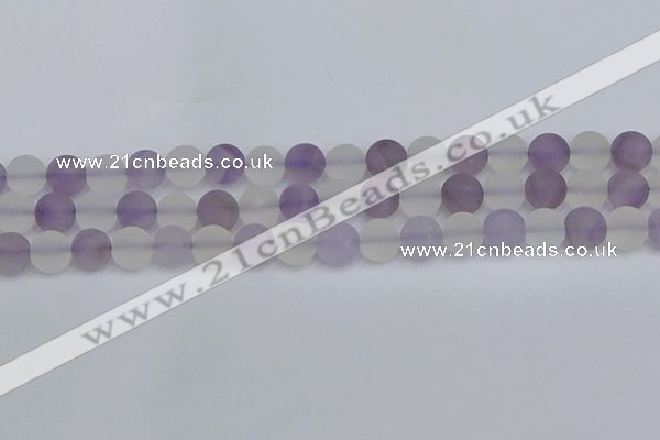 CNA738 15.5 inches 10mm round matte amethyst & white crystal beads