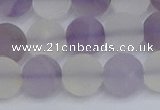 CNA739 15.5 inches 12mm round matte amethyst & white crystal beads