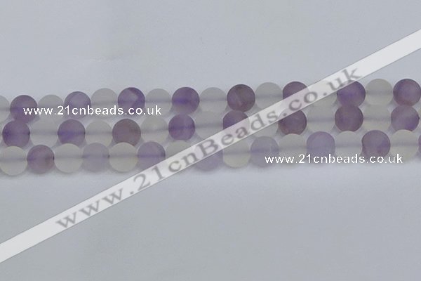 CNA739 15.5 inches 12mm round matte amethyst & white crystal beads