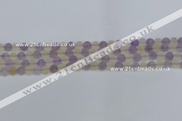 CNA741 15.5 inches 6mm round matte amethyst & citrine beads