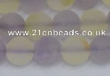 CNA744 15.5 inches 12mm round matte amethyst & citrine beads