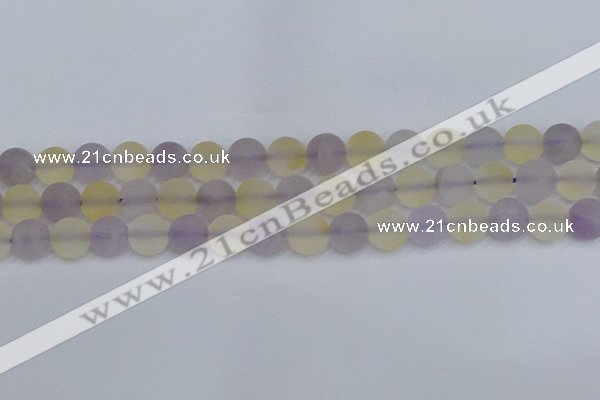 CNA744 15.5 inches 12mm round matte amethyst & citrine beads