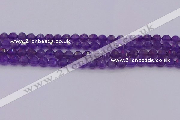 CNA751 15.5 inches 6mm faceted round natural amethyst beads