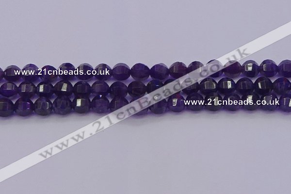 CNA752 15.5 inches 8mm faceted round natural amethyst beads