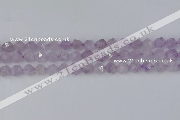 CNA763 15.5 inches 10mm faceted nuggets light lavender amethyst beads