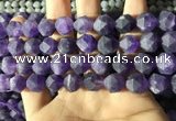 CNA769 15.5 inches 12mm faceted nuggets matte amethyst beads