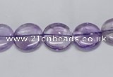 CNA820 15.5 inches 10mm flat round natural light amethyst beads