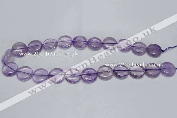 CNA820 15.5 inches 10mm flat round natural light amethyst beads