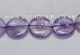 CNA821 15.5 inches 12mm flat round natural light amethyst beads