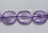 CNA822 15.5 inches 14mm flat round natural light amethyst beads