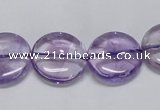 CNA823 15.5 inches 16mm flat round natural light amethyst beads