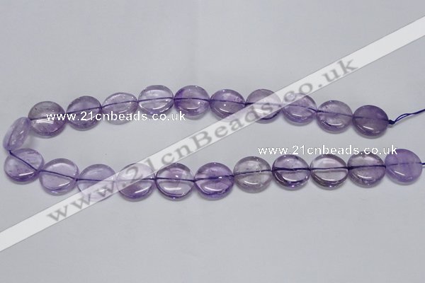CNA823 15.5 inches 16mm flat round natural light amethyst beads