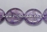 CNA825 15.5 inches 20mm flat round natural light amethyst beads