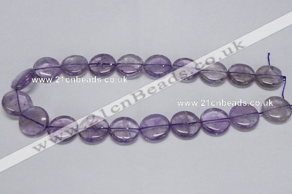 CNA825 15.5 inches 20mm flat round natural light amethyst beads