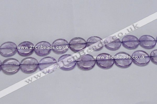 CNA826 15.5 inches 25mm flat round natural light amethyst beads