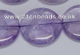 CNA827 15.5 inches 30mm flat round natural light amethyst beads