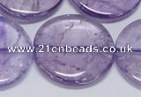 CNA828 15.5 inches 35mm flat round natural light amethyst beads