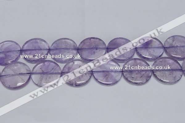 CNA829 15.5 inches 40mm flat round natural light amethyst beads