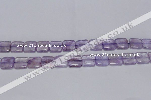 CNA842 15.5 inches 14mm square natural light amethyst beads