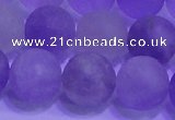 CNA915 15.5 inches 14mm round matte amethyst gemstone beads