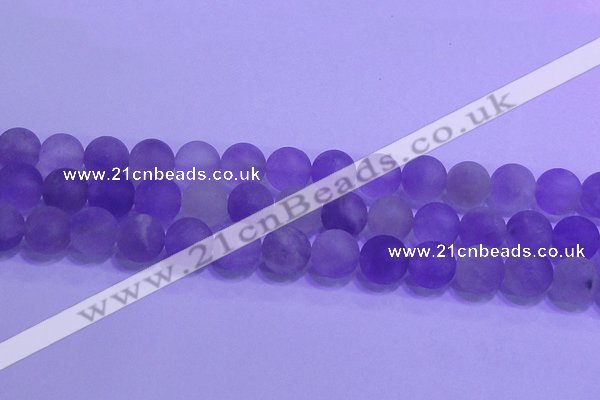 CNA915 15.5 inches 14mm round matte amethyst gemstone beads