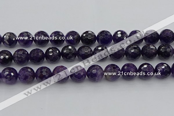 CNA918 15.5 inches 16mm faceted round natural amethyst beads