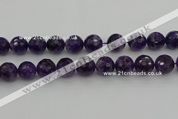 CNA919 15.5 inches 18mm faceted round natural amethyst beads