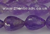 CNA922 15.5 inches 15*20mm faceted teardrop natural amethyst beads