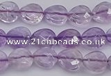 CNA924 15.5 inches 10*10mm faceted flat teardrop natural amethyst beads