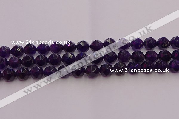 CNA939 15.5 inches 12mm faceted nuggets amethyst gemstone beads