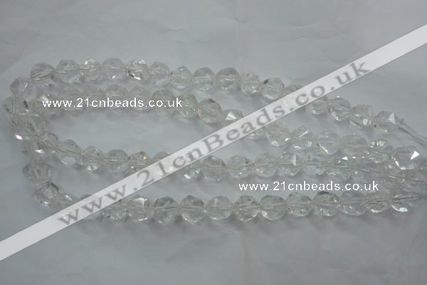 CNC101 15 inches 8mm faceted nuggets white crystal beads