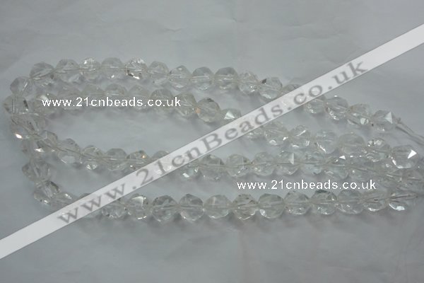 CNC102 15 inches 10mm faceted nuggets white crystal beads