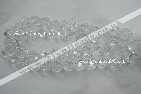 CNC105 15 inches 16mm faceted nuggets white crystal beads