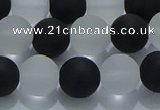 CNC113 15.5 inches 10mm round matte white crystal & black agate beads