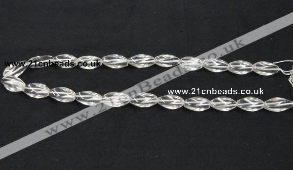 CNC20 8*18mm twisted rice grade AB natural white crystal beads