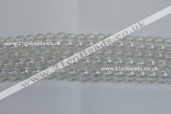 CNC202 15.5 inches 8mm round AB-color white crystal beads