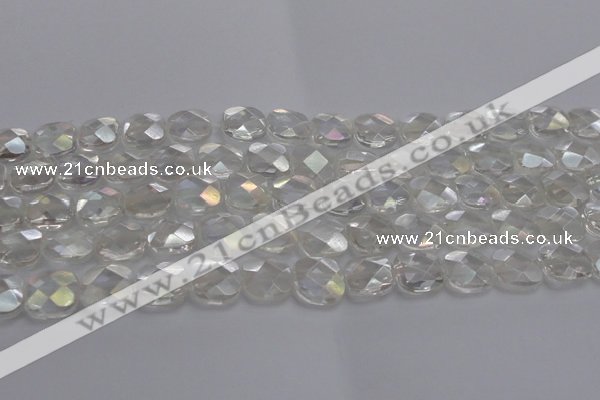 CNC220 15.5 inches 10*10mm faceted square AB-color white crystal beads