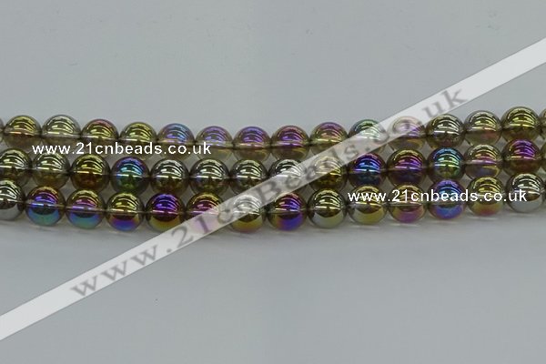 CNC264 15.5 inches 10mm round plated natural white crystal beads