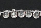 CNC30 8*12mm briolette grade AB natural white crystal beads wholesale