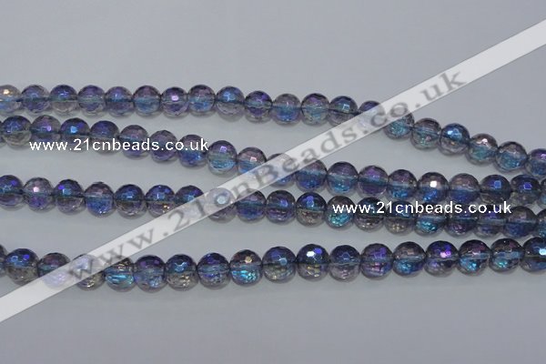 CNC311 15.5 inches 6mm faceted round AB-color white crystal beads