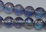 CNC312 15.5 inches 8mm faceted round AB-color white crystal beads