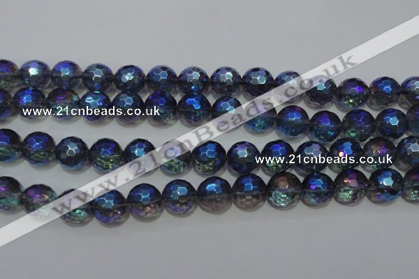 CNC314 15.5 inches 12mm faceted round AB-color white crystal beads