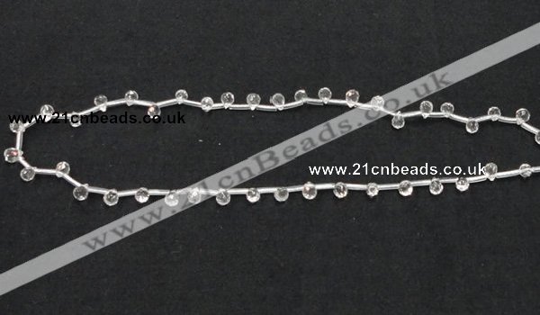 CNC33 4*6mm faceted teardrop grade AB natural white crystal beads