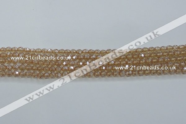 CNC516 15.5 inches 4mm faceted round dyed natural white crystal beads