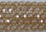 CNC517 15.5 inches 6mm faceted round dyed natural white crystal beads