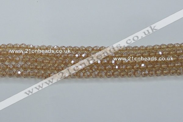 CNC517 15.5 inches 6mm faceted round dyed natural white crystal beads