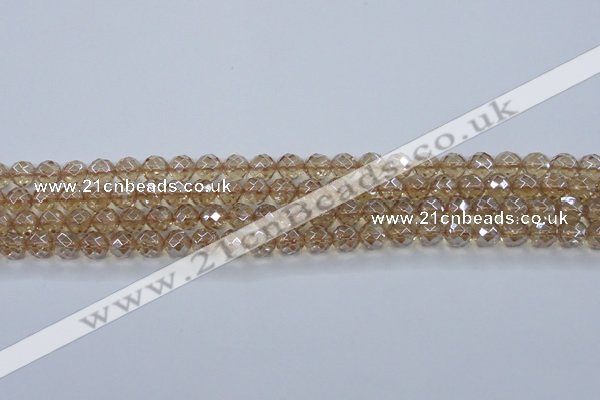 CNC518 15.5 inches 8mm faceted round dyed natural white crystal beads