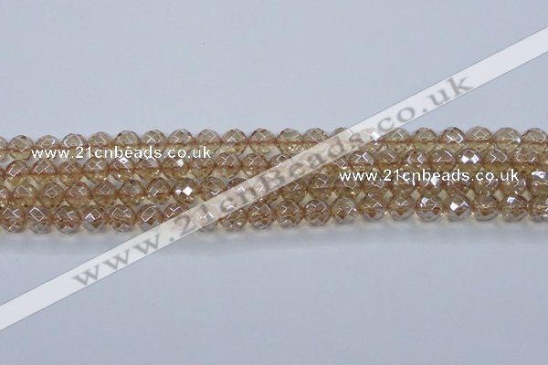 CNC519 15.5 inches 10mm faceted round dyed natural white crystal beads