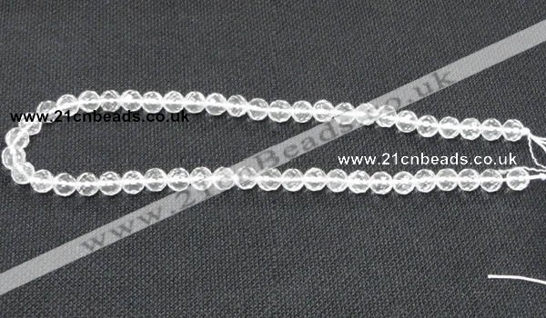 CNC52 15.5 inches 8mm faceted round grade A natural white crystal beads