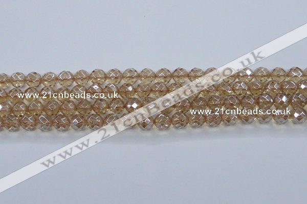 CNC520 15.5 inches 12mm faceted round dyed natural white crystal beads